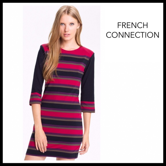 FRENCH CONNECTION SHIFT KNIT STRIPED DRESS A2C - Picture 8 of 8